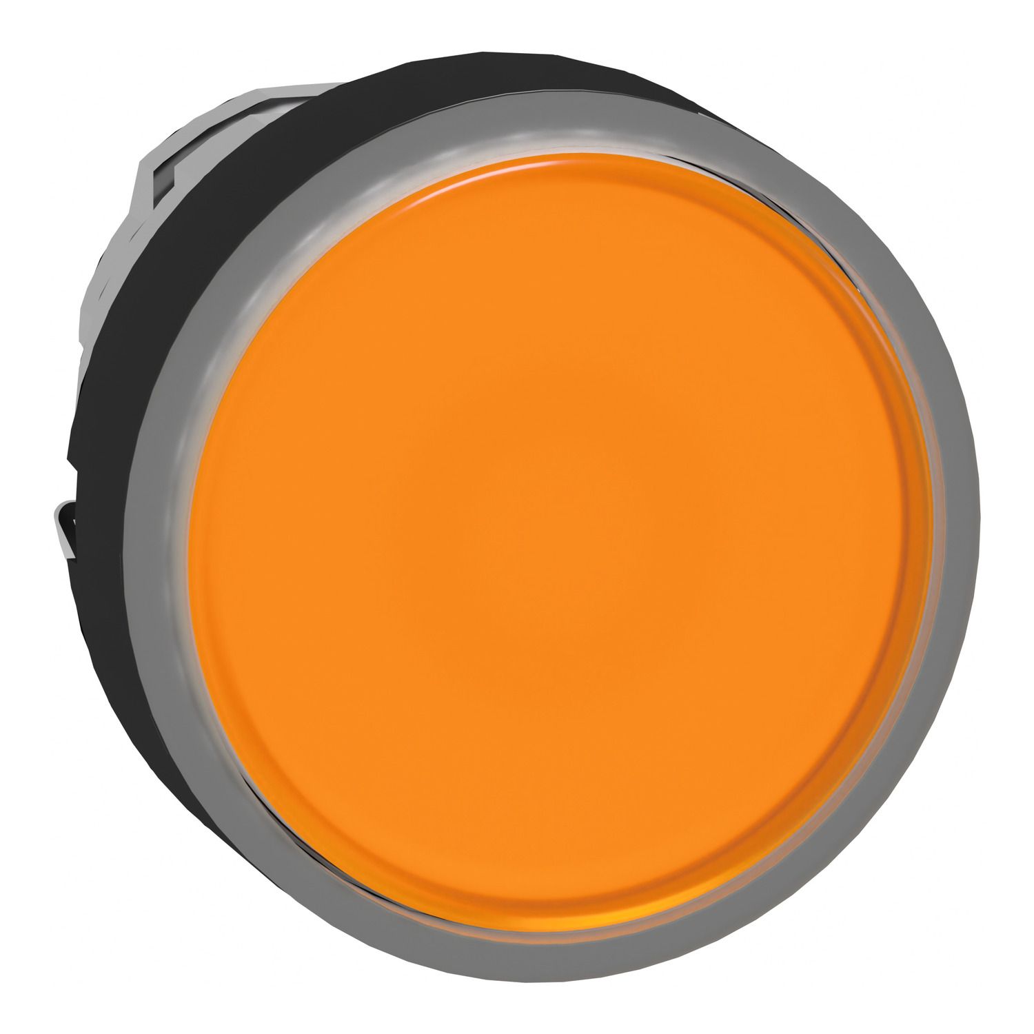 Picture of Head for illuminated push button, Harmony XB4, orange flush, 22mm, universal LED, spring return, plain, unmarked