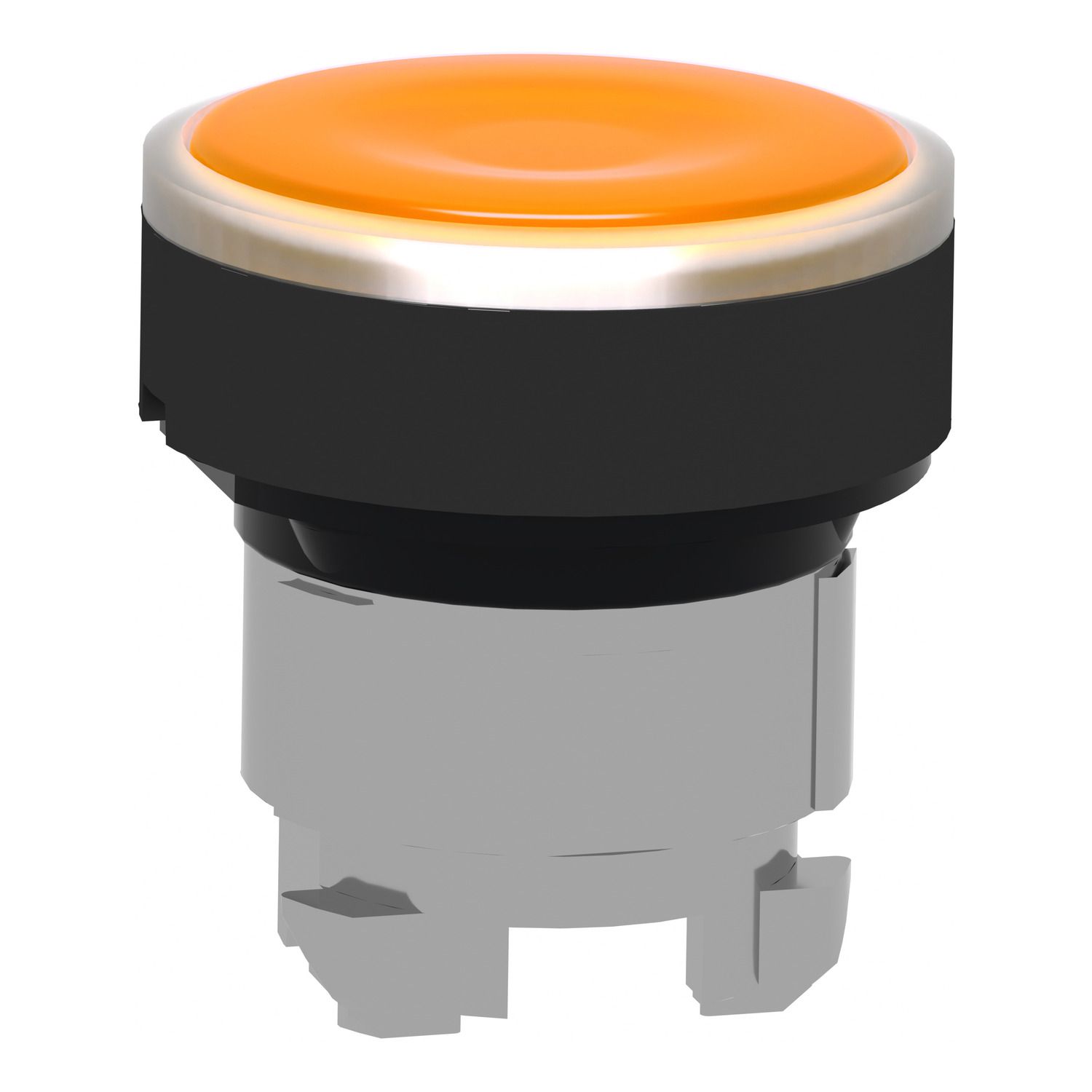 Picture of Head for illuminated push button, Harmony XB4, orange flush, 22mm, universal LED, spring return, plain, unmarked