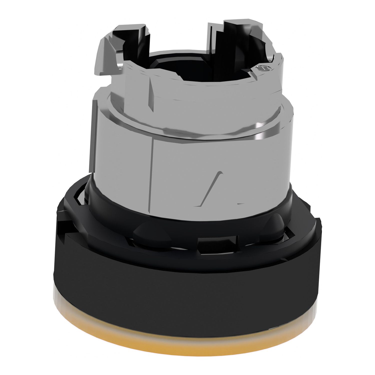 Picture of Head for illuminated push button, Harmony XB4, orange flush, 22mm, universal LED, spring return, plain, unmarked