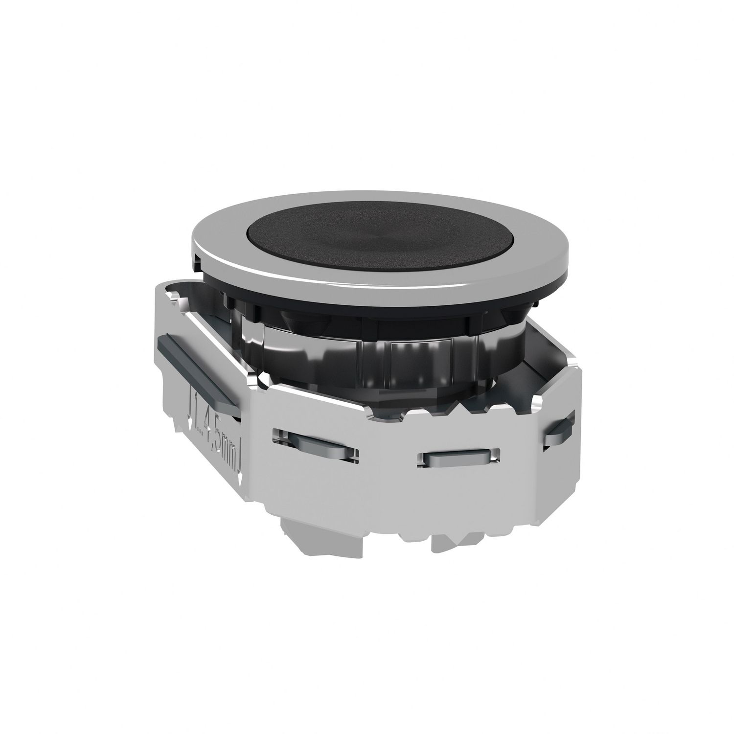 Picture of Flush mounted push button head, Harmony XB4, metal, black, 30mm, spring return, unmarked