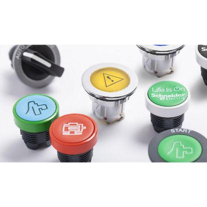 Picture of Push button head, Harmony XB5, plastic, projecting, green, 22mm, spring return, unmarked