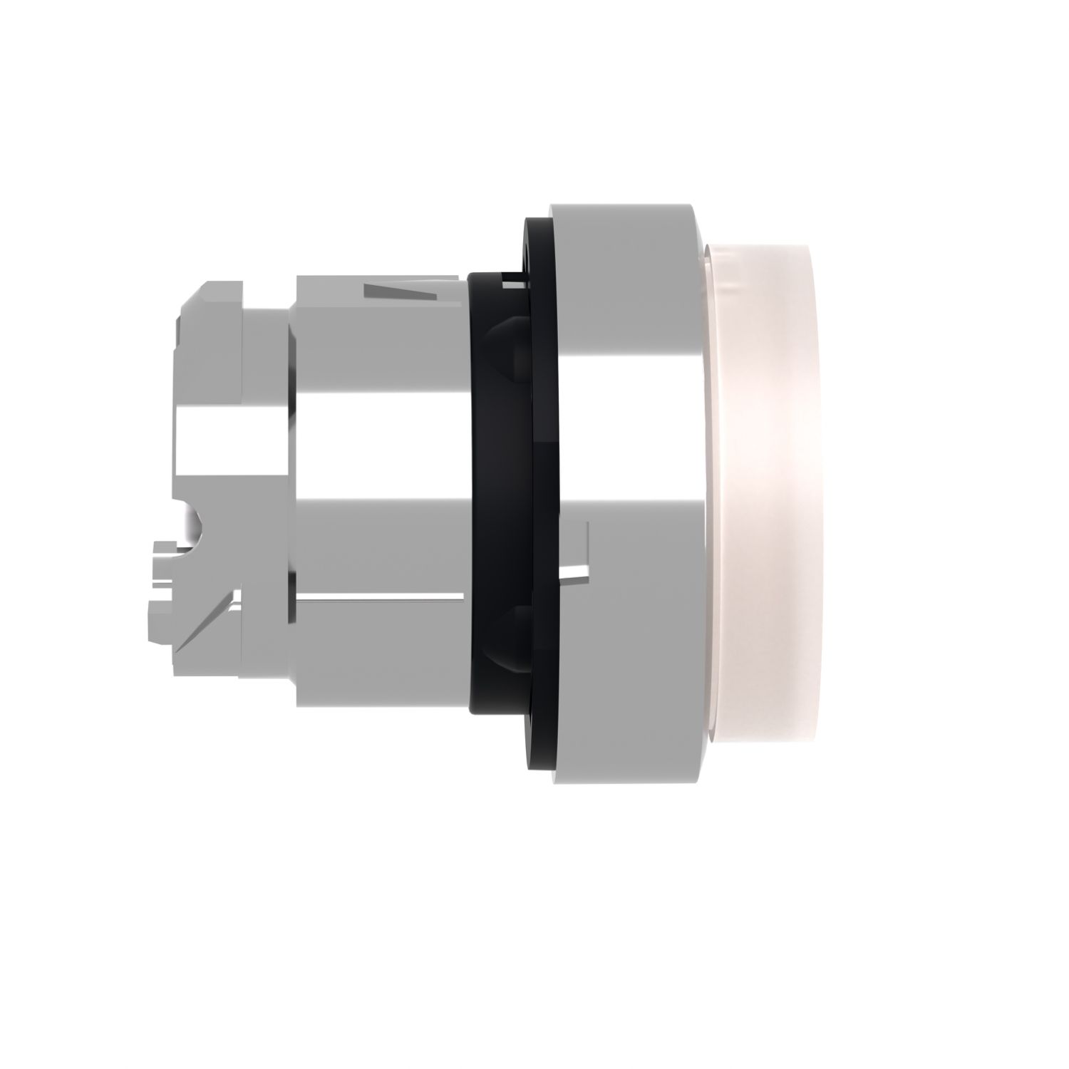 Picture of Head for illuminated push button, Harmony XB4, metal, white projecting, 22mm, universal LED, spring return, plain lens