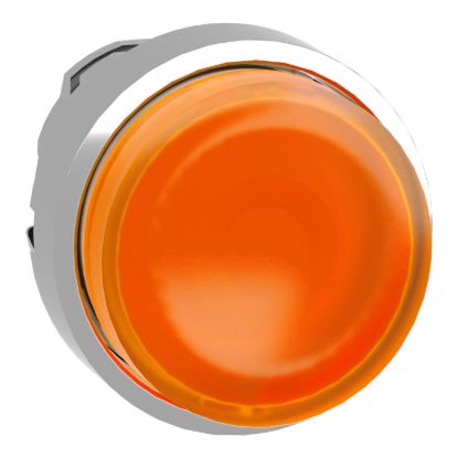 Picture of Head for illuminated push button, Harmony XB4, metal, orange projecting, 22mm, universal LED, spring return, plain lens