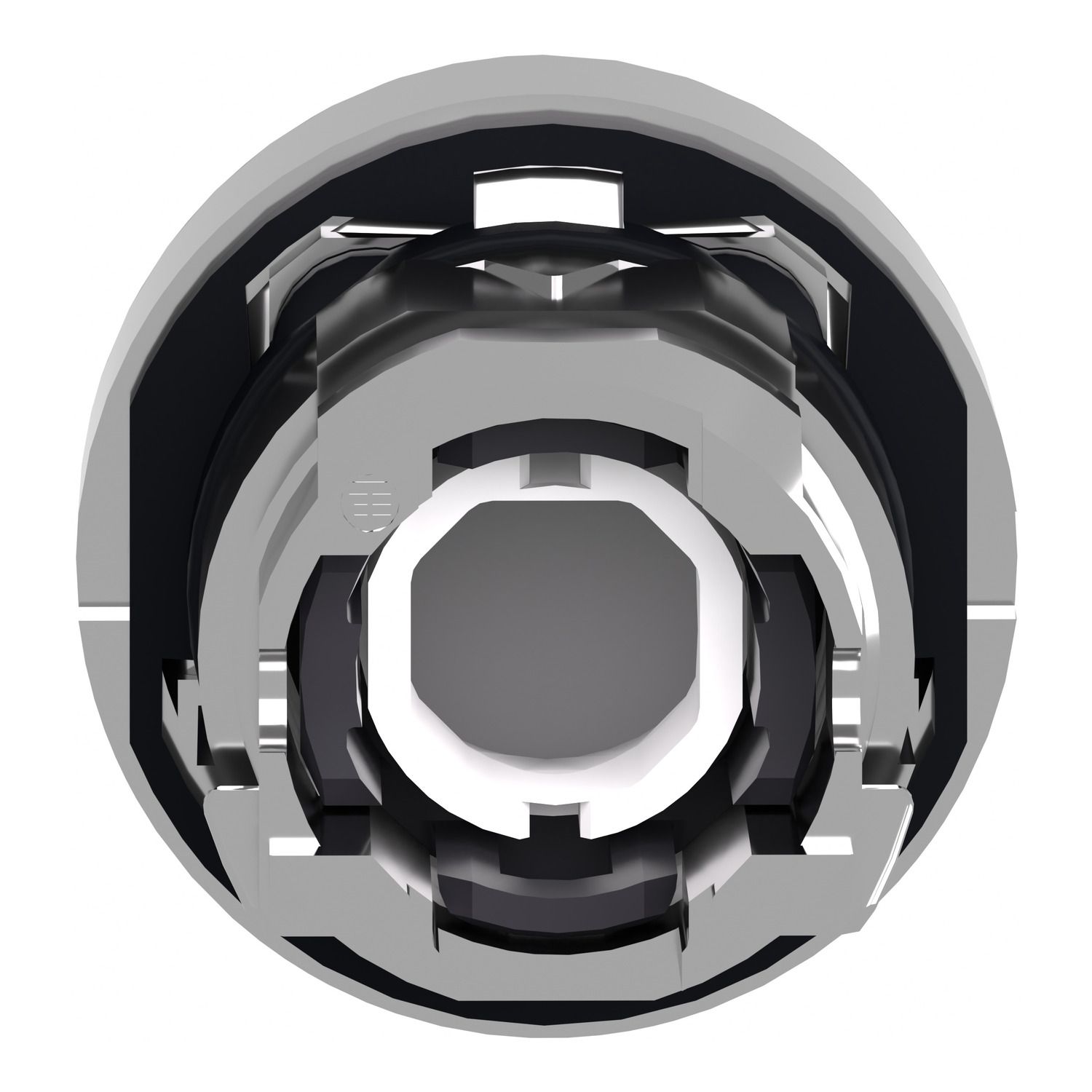 Picture of Head for illuminated push button, Harmony XB4, metal, orange projecting, 22mm, universal LED, spring return, plain lens