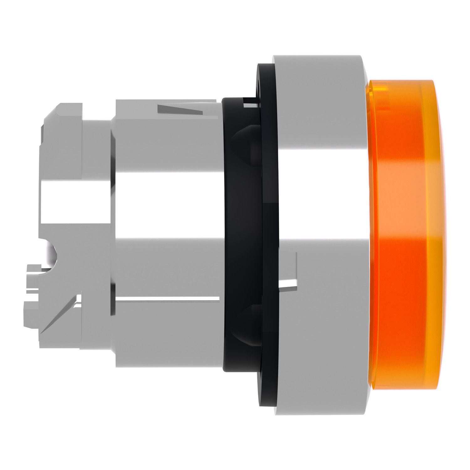 Picture of Head for illuminated push button, Harmony XB4, metal, orange projecting, 22mm, universal LED, spring return, plain lens