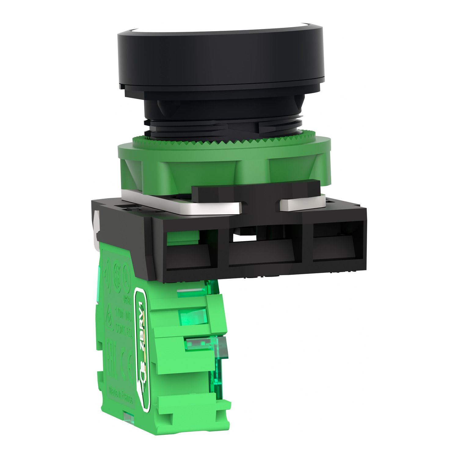 Picture of Wireless and batteryless transmitter, Harmony XB5R, push button, plastic, white, 22mm, spring return