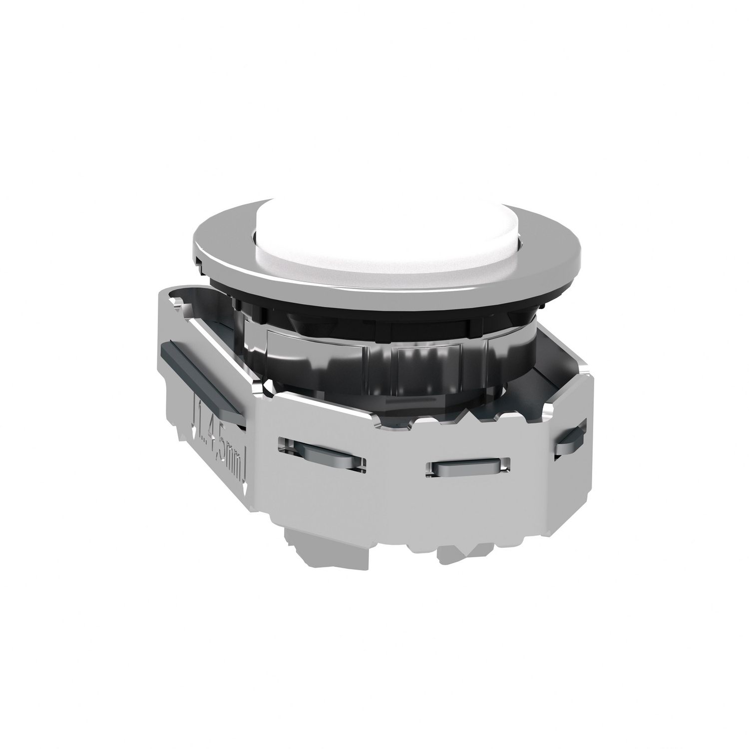 Picture of Head for illuminated push button, Harmony XB4, plastic, white projecting, 30mm, universal LED, spring return, plain lens