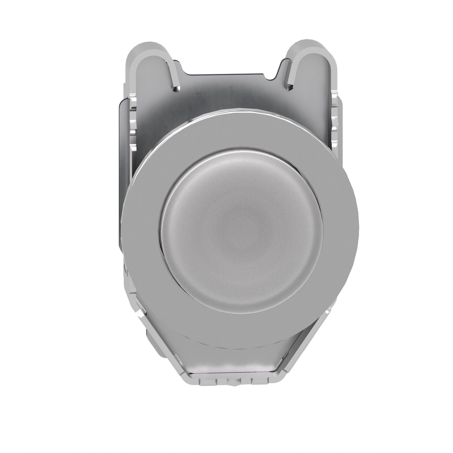 Picture of Head for illuminated push button, Harmony XB4, plastic, white projecting, 30mm, universal LED, spring return, plain lens