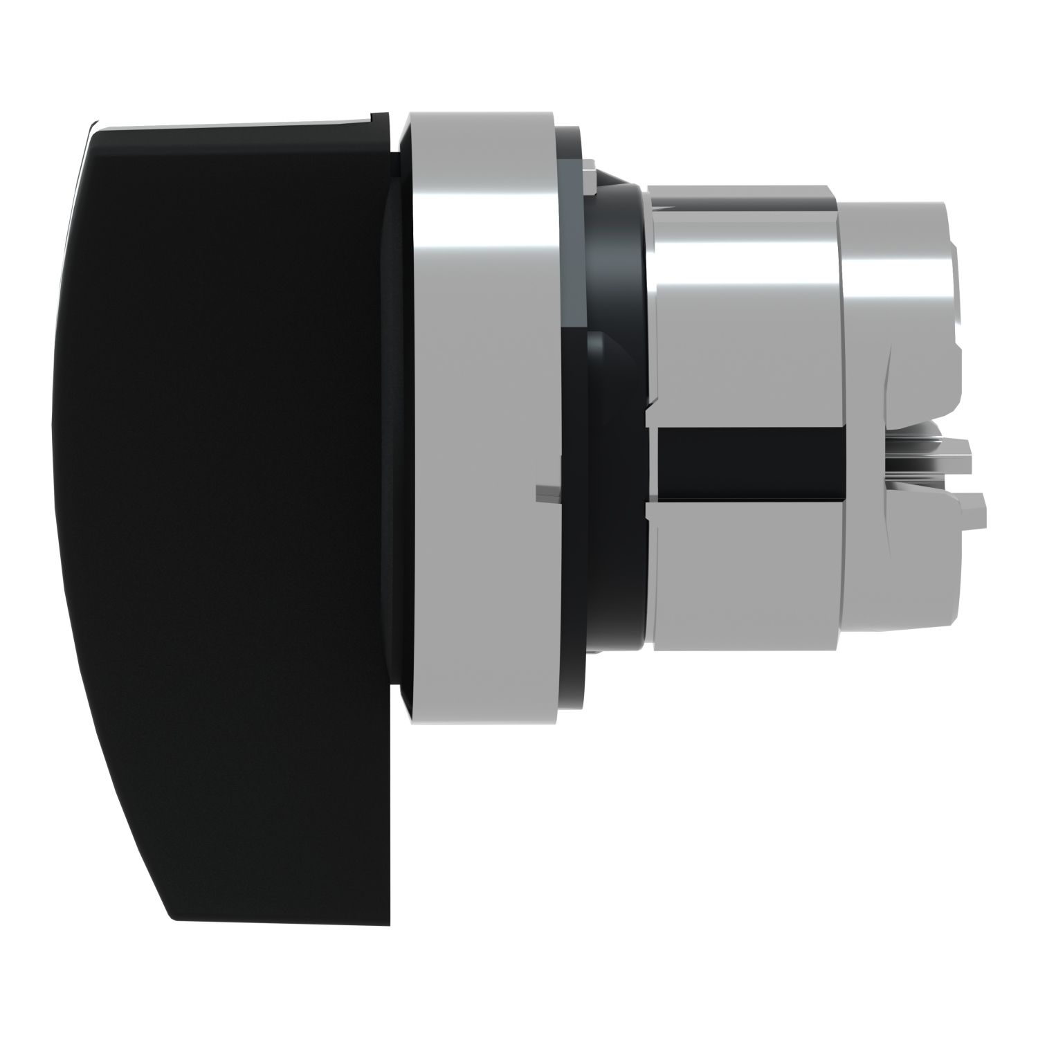 Picture of Head for selector switch, Harmony XB4, metal, black, 22mm, long handle, 3 positions, spring return right to center