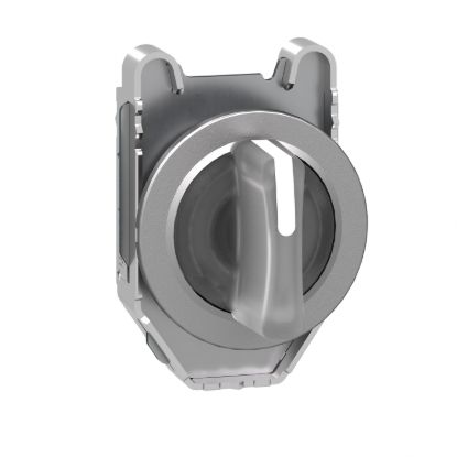 Picture of Head for illuminated selector switch, Harmony XB4, metal, white handle, flush mounted, 30mm, universal LED, 3 positions