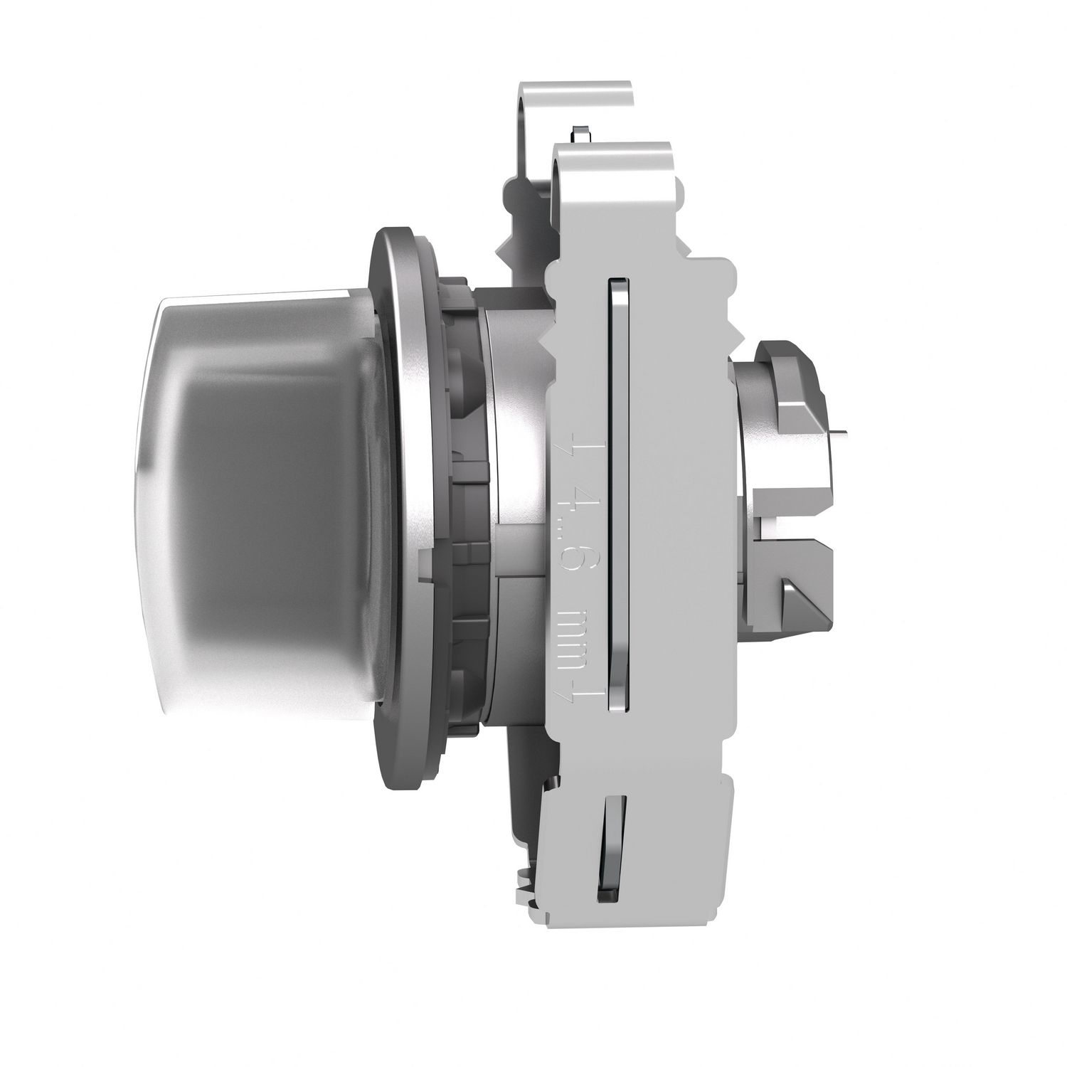 Picture of Head for illuminated selector switch, Harmony XB4, metal, white handle, flush mounted, 30mm, universal LED, 3 positions
