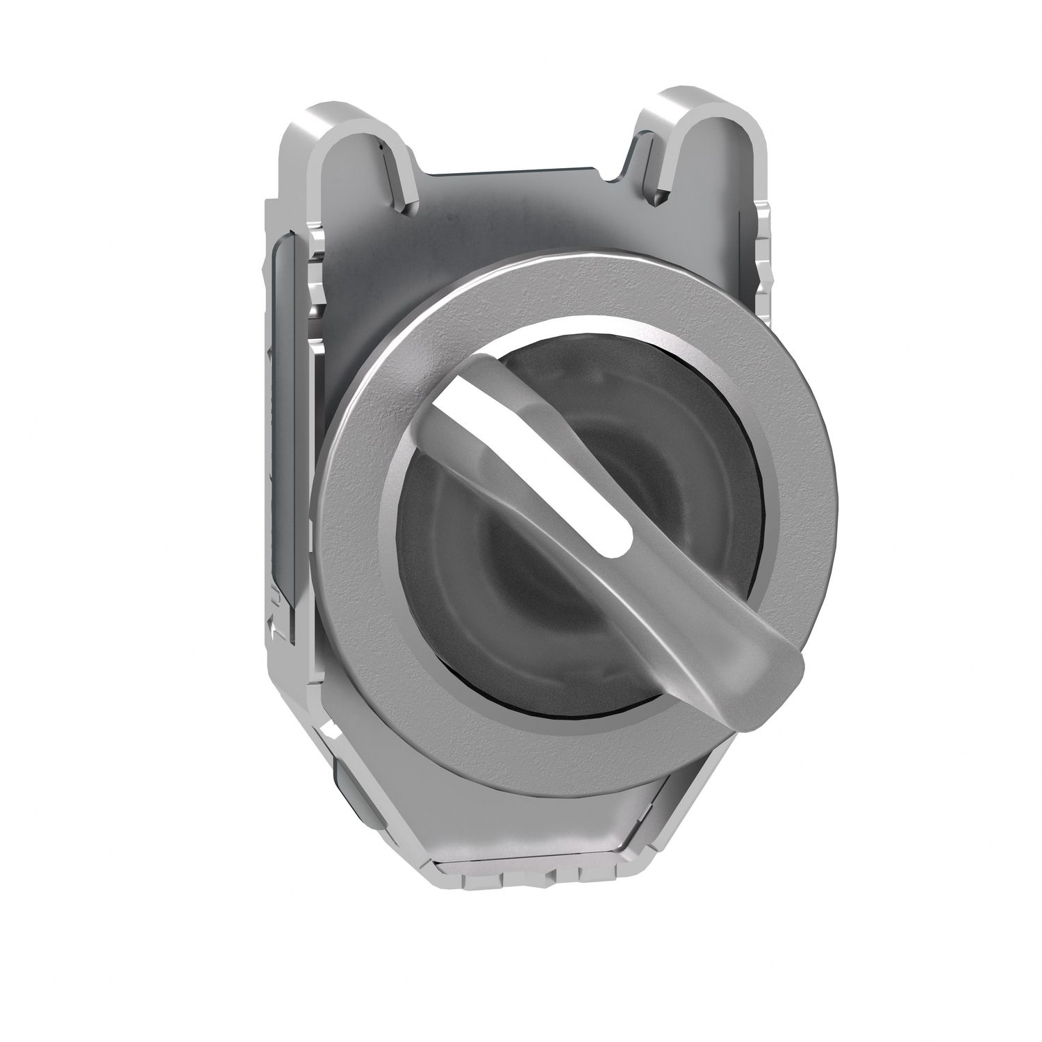 Picture of Head for illuminated selector switch, Harmony XB4, metal, white handle, 30mm, universal LED, 2 positions, spring return