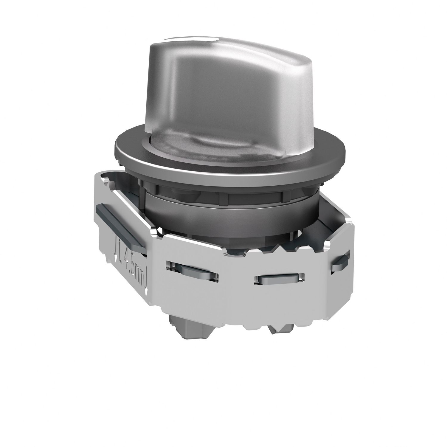 Picture of Head for illuminated selector switch, Harmony XB4, metal, white handle, 30mm, universal LED, 2 positions, spring return