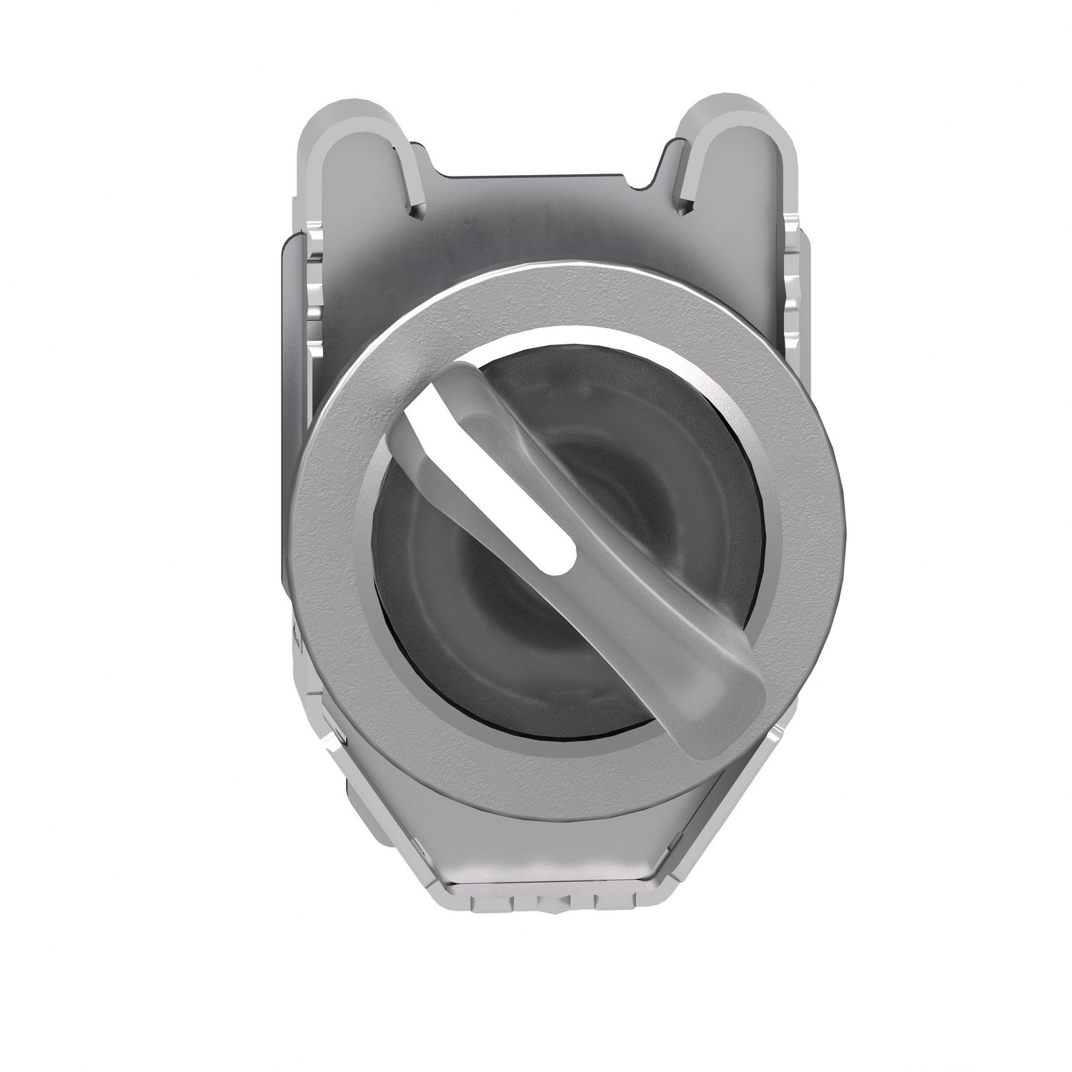 Picture of Head for illuminated selector switch, Harmony XB4, metal, white handle, 30mm, universal LED, 2 positions, spring return