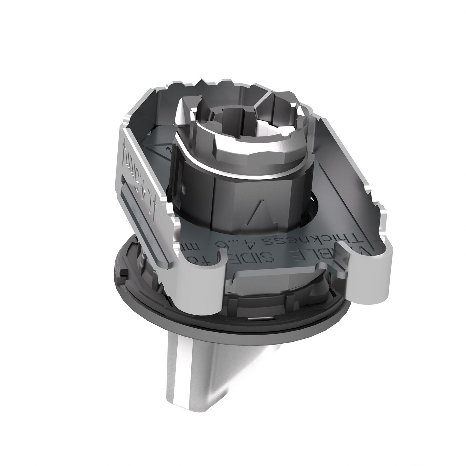 Picture of Head for illuminated selector switch, Harmony XB4, metal, white handle, 30mm, universal LED, 2 positions, spring return