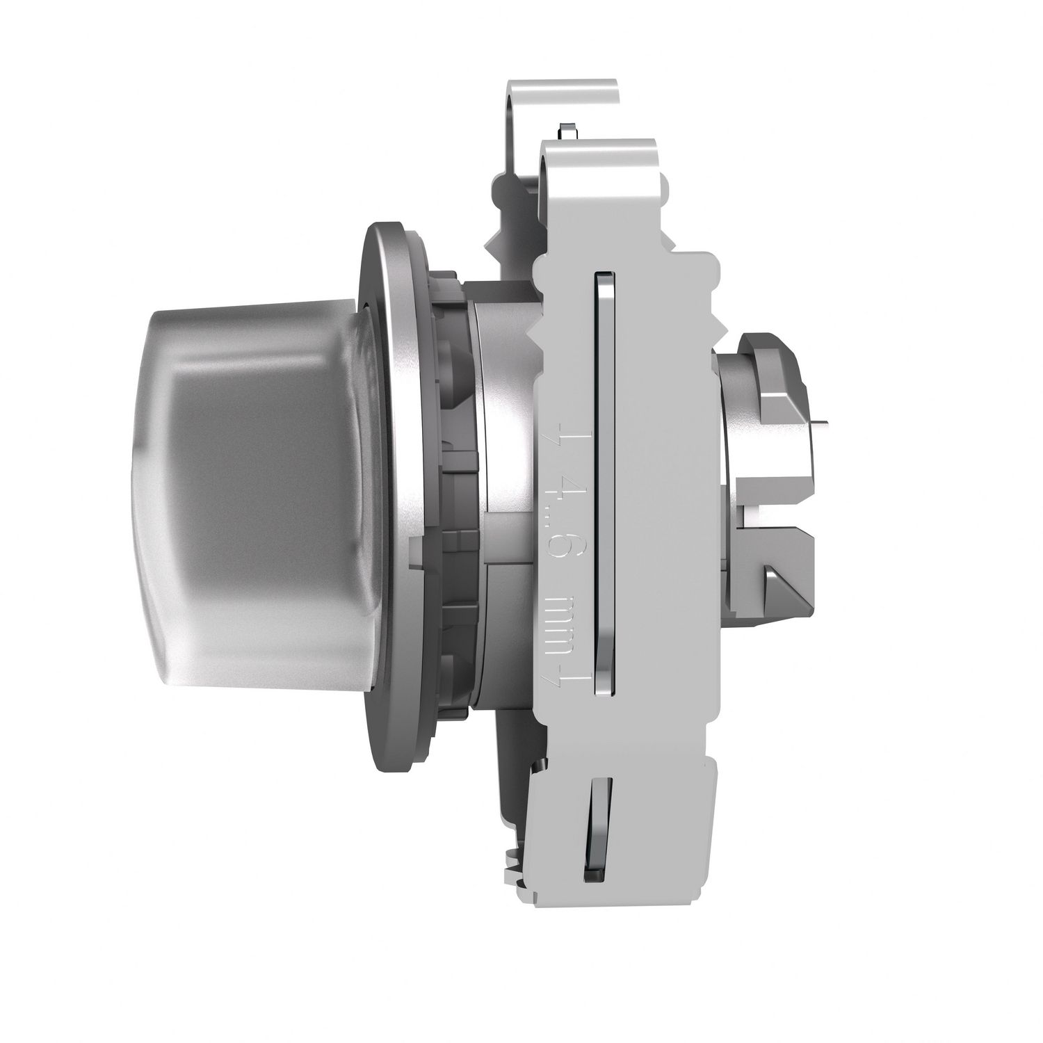 Picture of Head for illuminated selector switch, Harmony XB4, metal, white handle, 30mm, universal LED, 2 positions, spring return