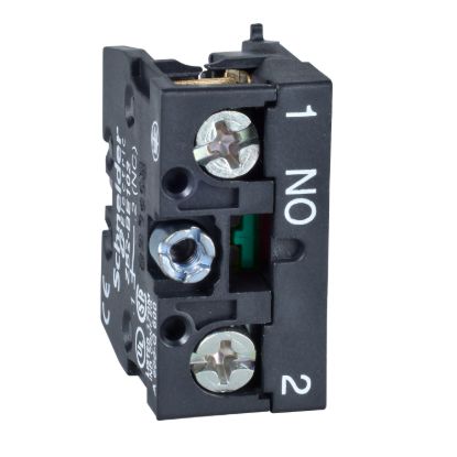 Picture of Contact block, Harmony XAC, single contact, spring return, 1 speed, front mounting, screw clamp terminal, 1NO