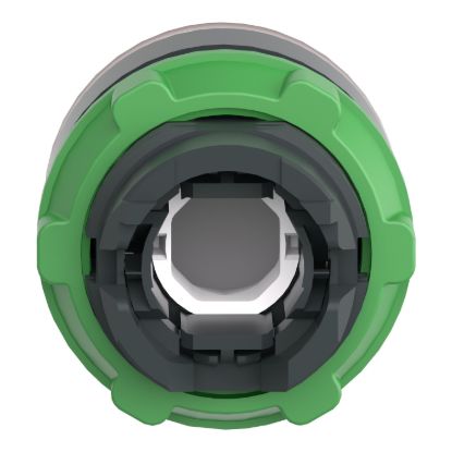 Picture of Head for illuminated push button, Harmony XB5, red flush, 22mm, universal LED, spring return, grooved lens, unmarked
