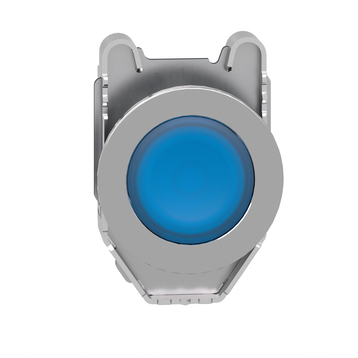 Picture of Head for illuminated push button, Harmony XB4, metal, blue flush mounted, 30mm, universal LED, unmarked