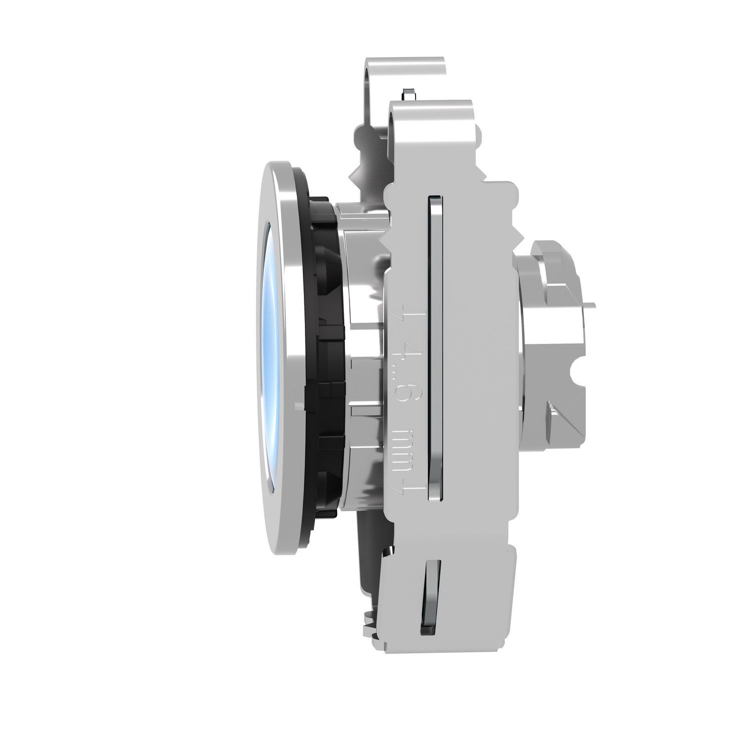 Picture of Head for illuminated push button, Harmony XB4, metal, blue flush mounted, 30mm, universal LED, unmarked