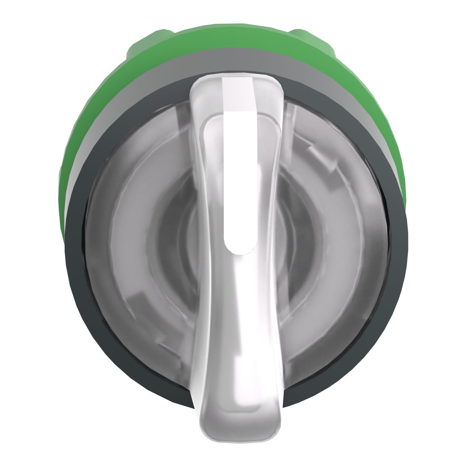 Picture of Head for illuminated selector switch, Harmony XB5, dark grey plastic, white handle, 22mm, universal LED, 3 positions, right to center