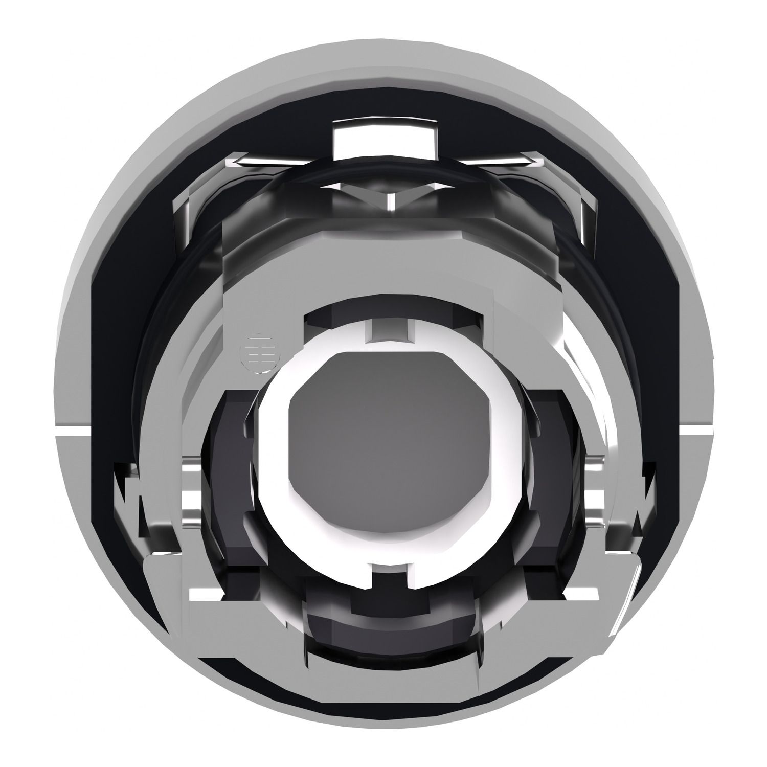 Picture of Head for illuminated push button, Harmony XB4, metal, green projecting, 22mm, universal LED, spring return, plain lens