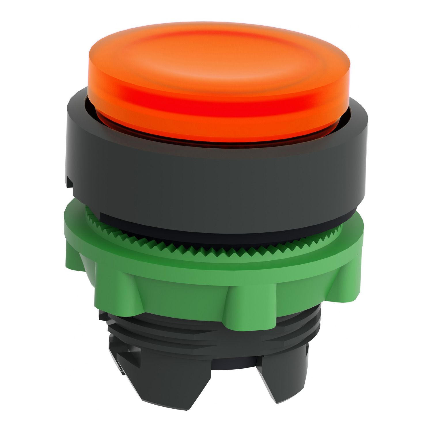 Picture of Head for illuminated push button, Harmony XB5, orange projecting, 22mm, universal LED, spring return, unmarked