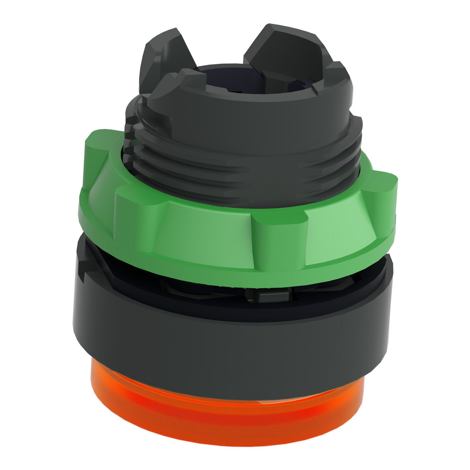 Picture of Head for illuminated push button, Harmony XB5, orange projecting, 22mm, universal LED, spring return, unmarked