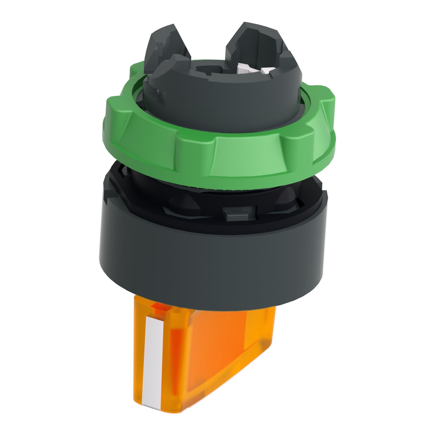 Picture of Head for illuminated selector switch, Harmony XB5, universal LED,  orange handle, 22mm, 2 positions, spring return