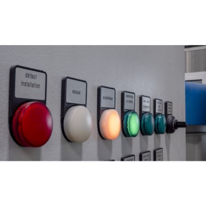 Picture of Illuminated unmarked legend ring, Harmony XB5, 60mm, plastic, yellow, white or red integral LED, 24V AC DC