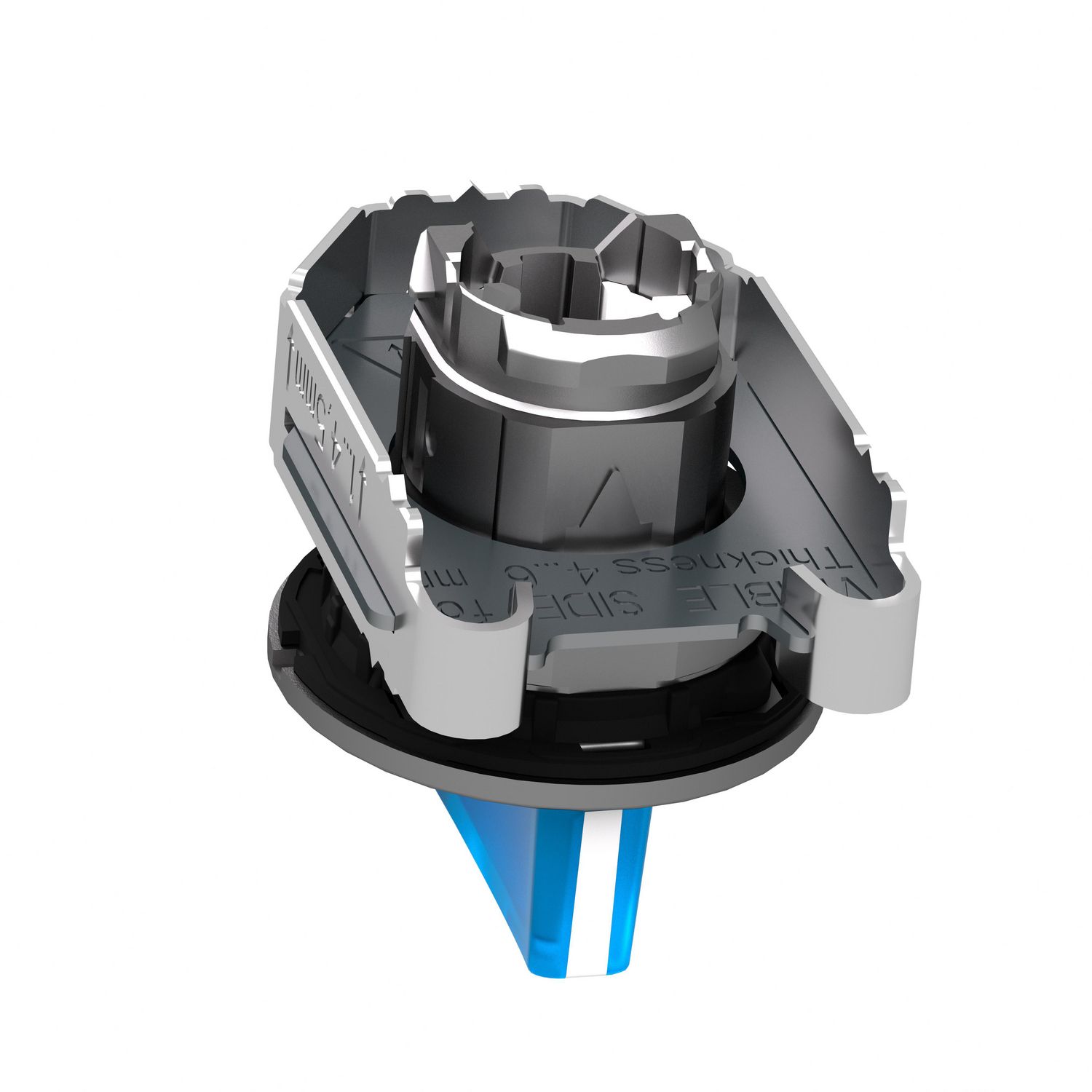Picture of Head for illuminated selector switch, Harmony XB4, metal, blue handle, flush mounted, 30mm, universal LED, 3 positions