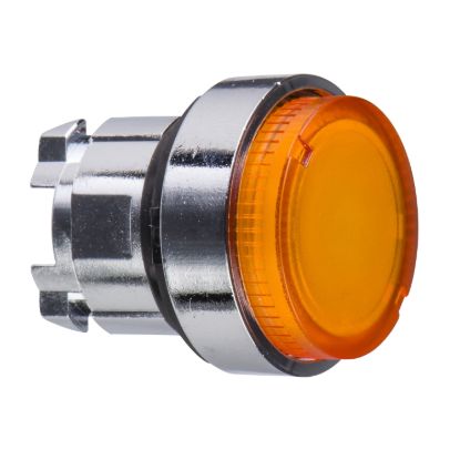 Picture of head for illuminated push button, Harmony XB4, orange, projecting pushbutton, 22mm, spring return, BA9s bulb