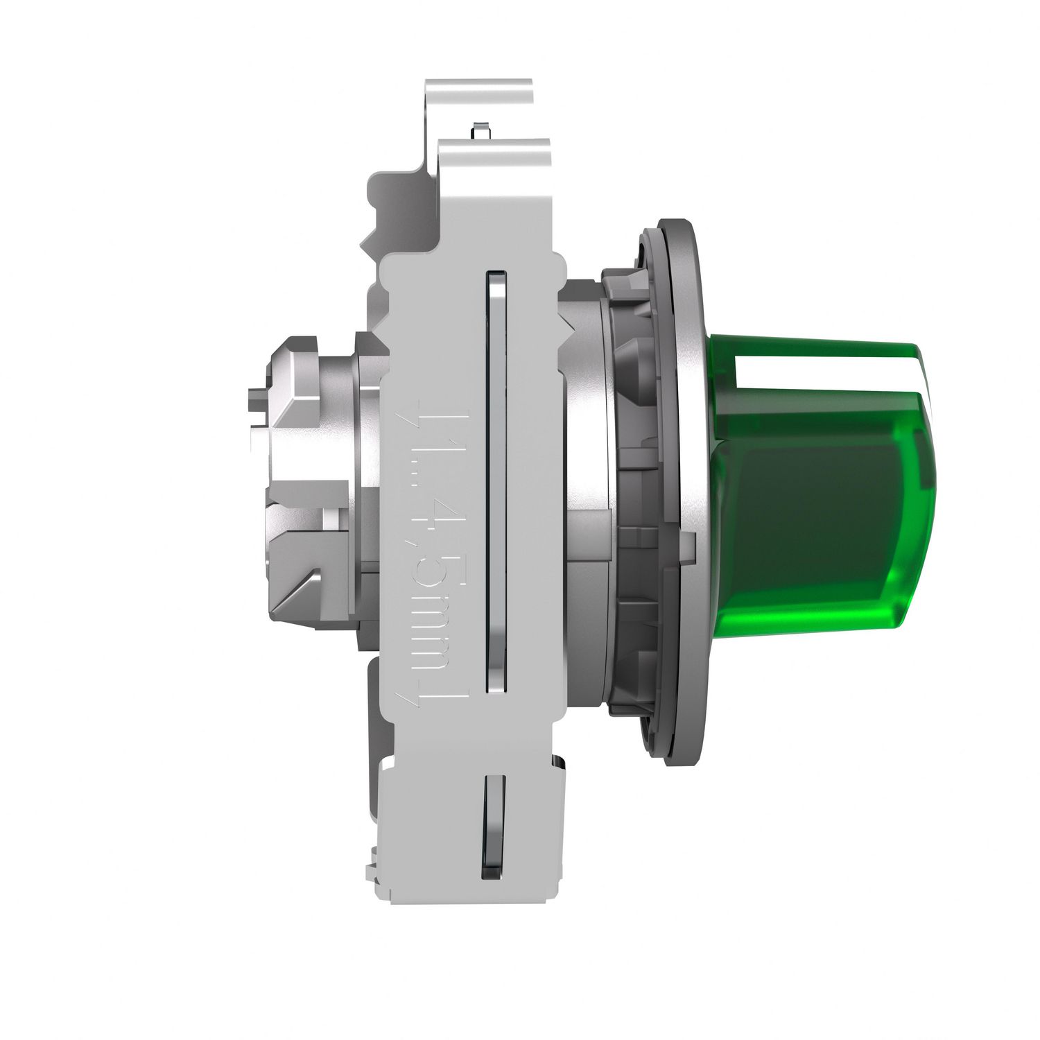 Picture of Head for illuminated selector switch, Harmony XB4, universal LED,  green handle, flush, 30mm, 2 positions, stay put