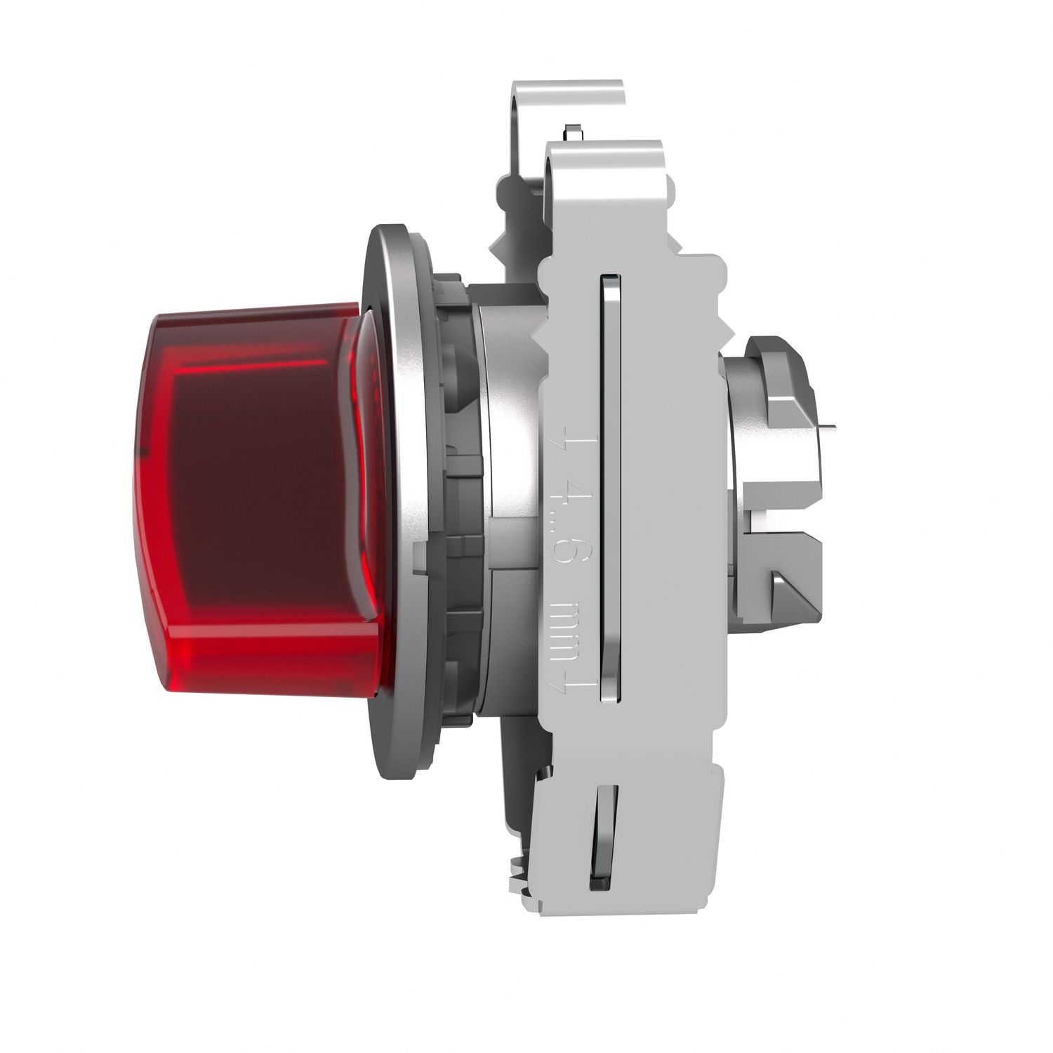 Picture of Head for illuminated selector switch, Harmony XB4, metal, red handle, 30mm, universal LED, 2 positions, spring return