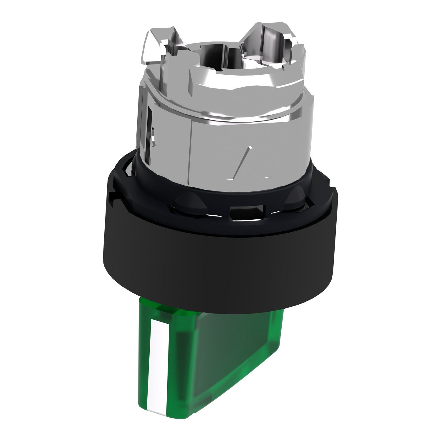 Picture of Head for illuminated selector switch, Harmony XB4, universal LED,  black metal, green handle, 22mm, 2 positions, stay put