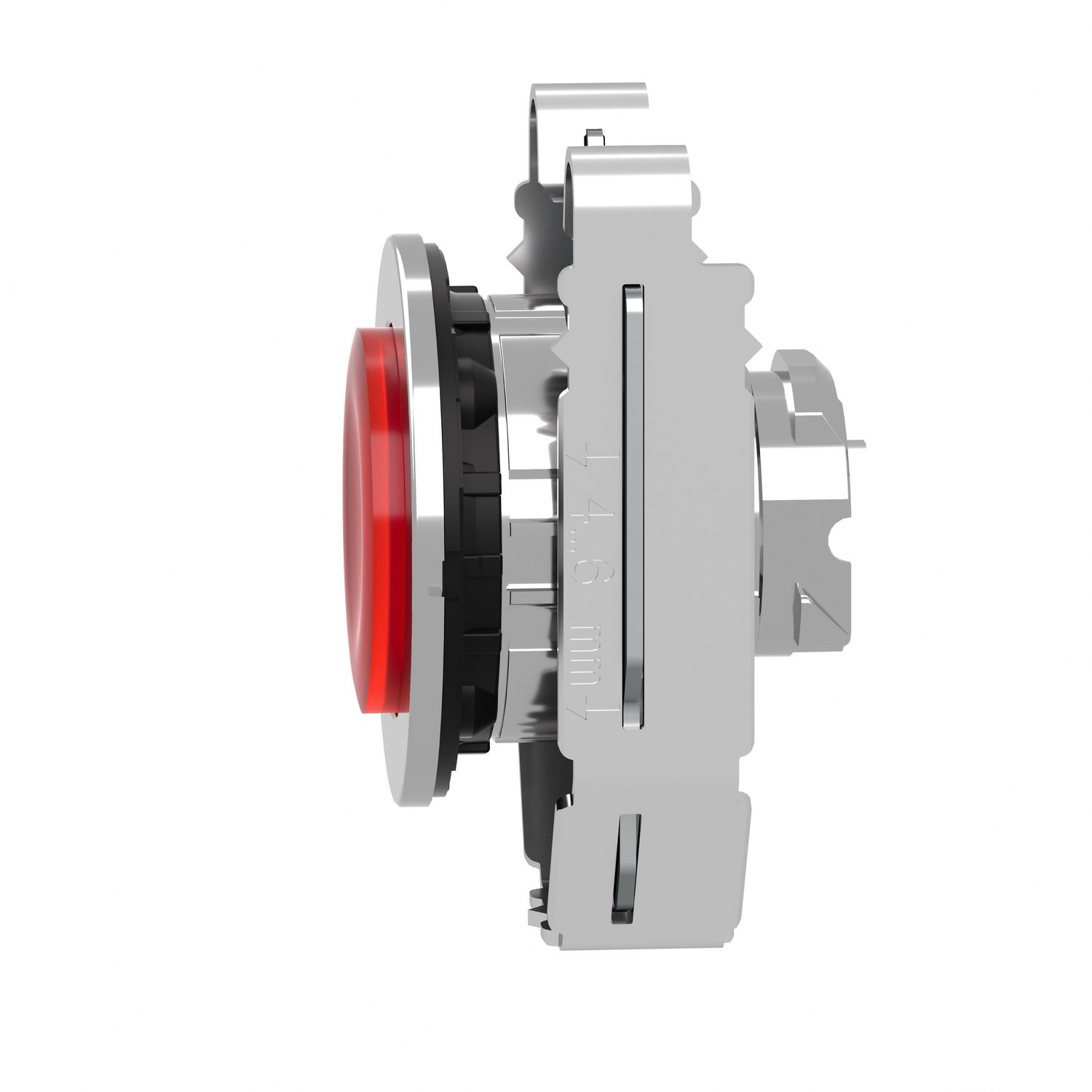 Picture of Head for illuminated push button, Harmony XB4, metal, red projecting, 30mm, universal LED, push-push, unmarked