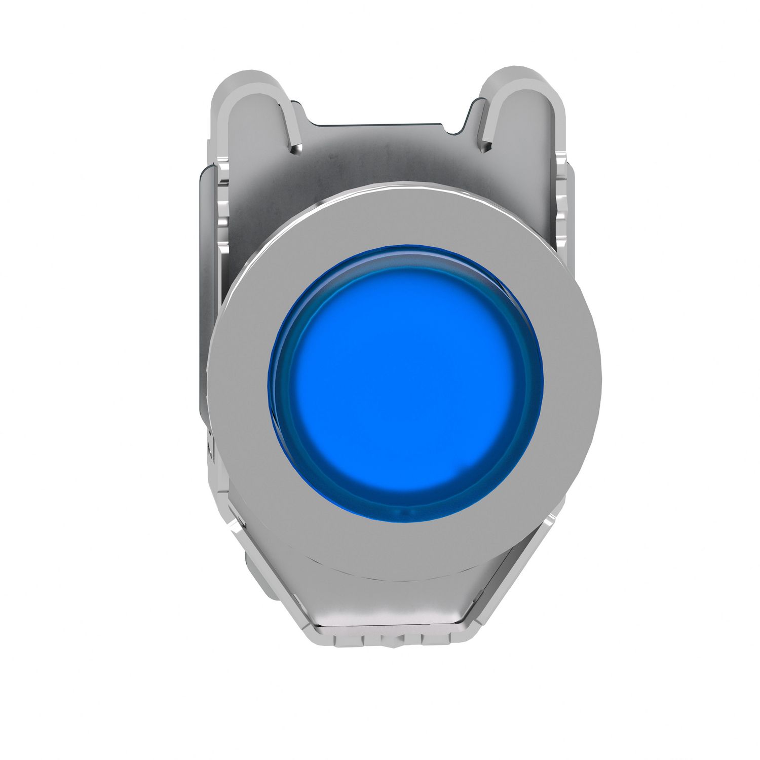 Picture of Head for illuminated push button, Harmony XB4, metal, blue projecting, 30mm, universal LED, push-push, unmarked