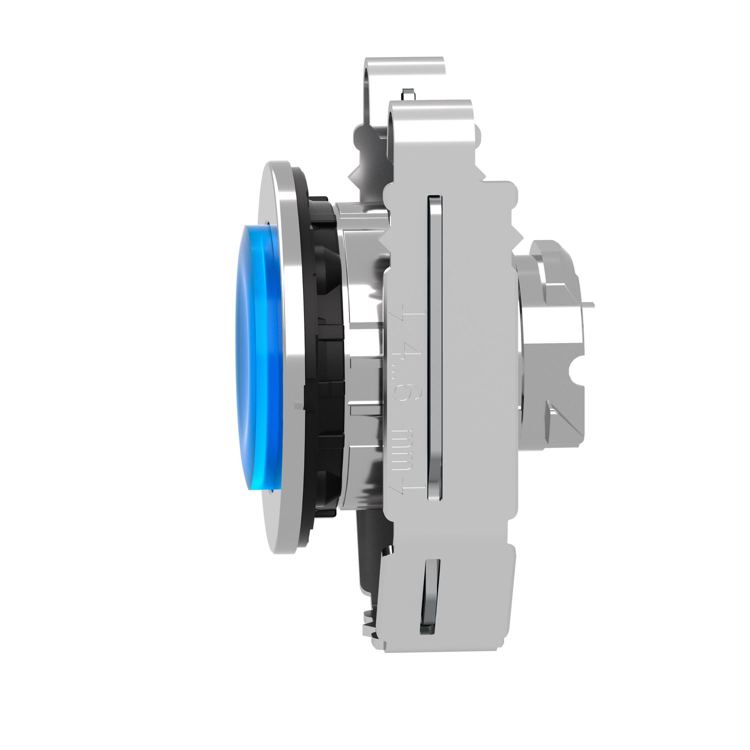 Picture of Head for illuminated push button, Harmony XB4, metal, blue projecting, 30mm, universal LED, push-push, unmarked