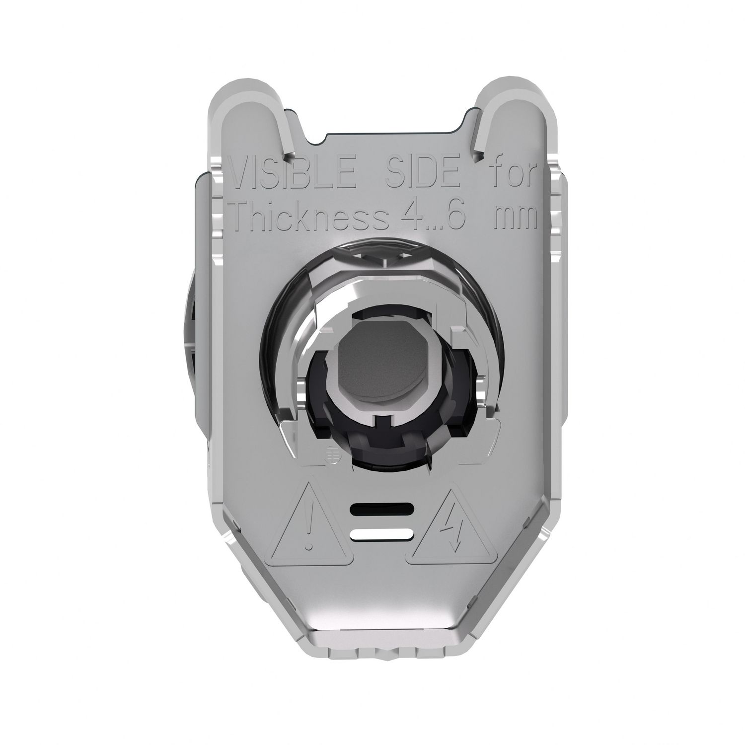 Picture of Head for illuminated push button, Harmony XB4, black metal, white flush, 30mm, spring return, universal LED, unmarked