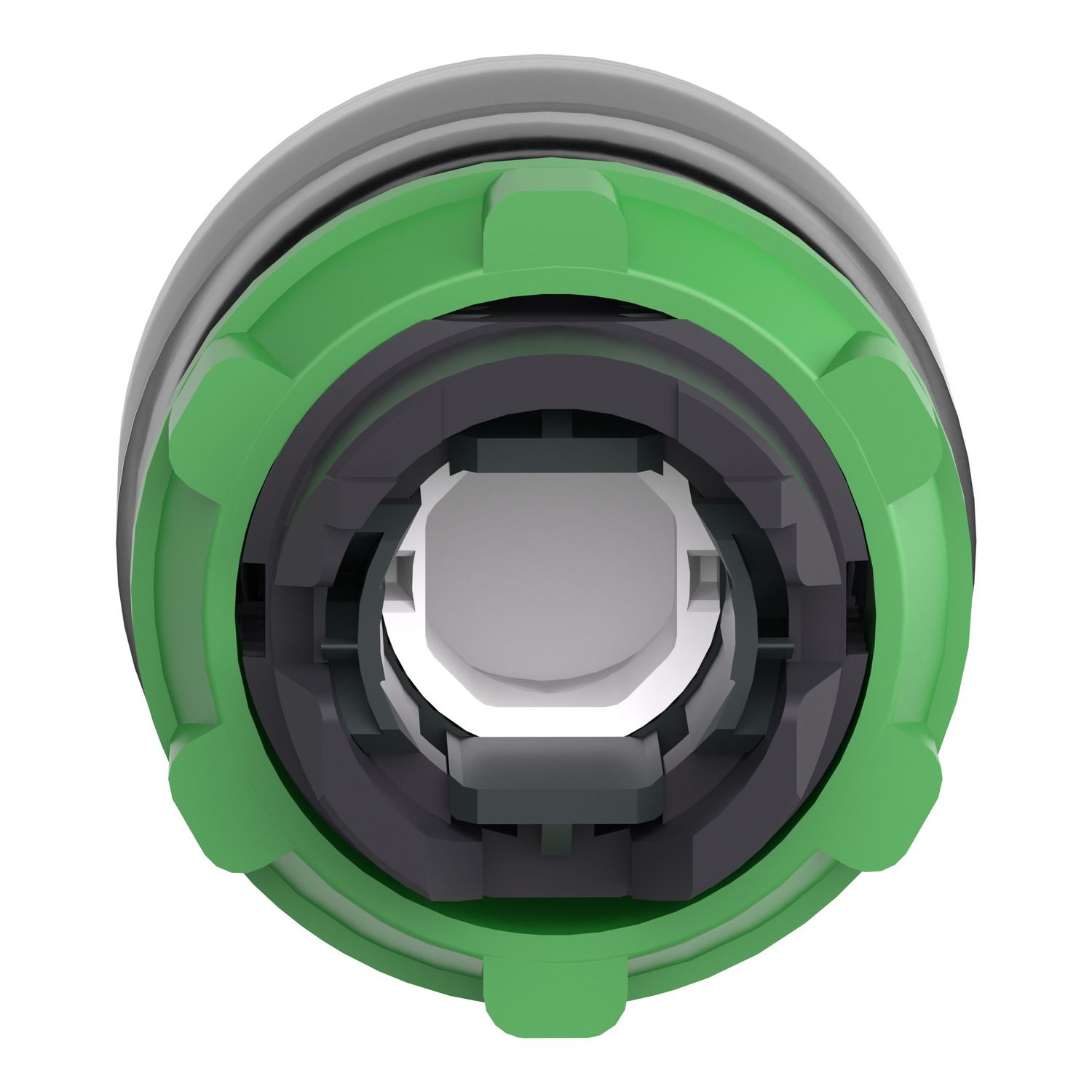 Picture of Head for illuminated push button, Harmony XB5, blue flush, 22mm, universal LED, spring return, unmarked