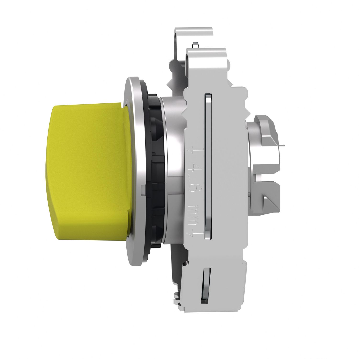 Picture of Head for selector switch, Harmony XB4, yellow handle, flush, 30mm, 2 positions, stay put