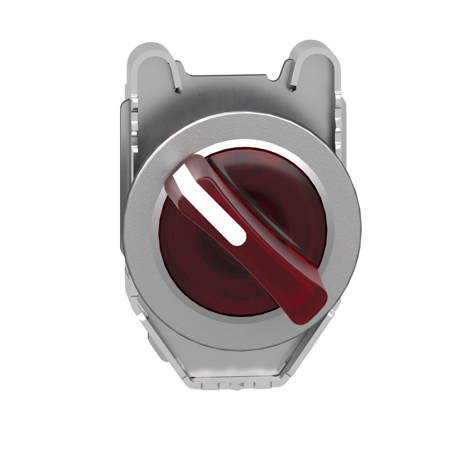 Picture of Head for illuminated selector switch, Harmony XB4, metal, red handle, 30mm, universal LED, 2 positions, stay put