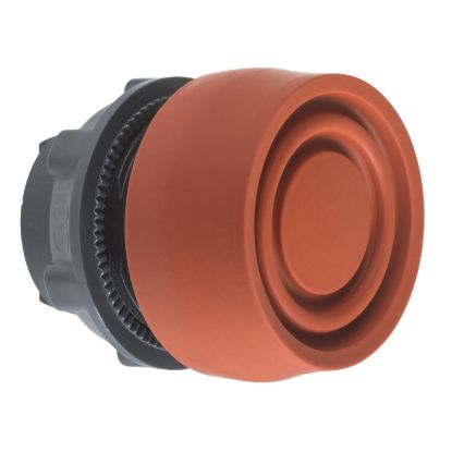 Picture of Push button head, Harmony XB5, plastic, flush, red, 22mm, spring return, coloured boot, unmarked