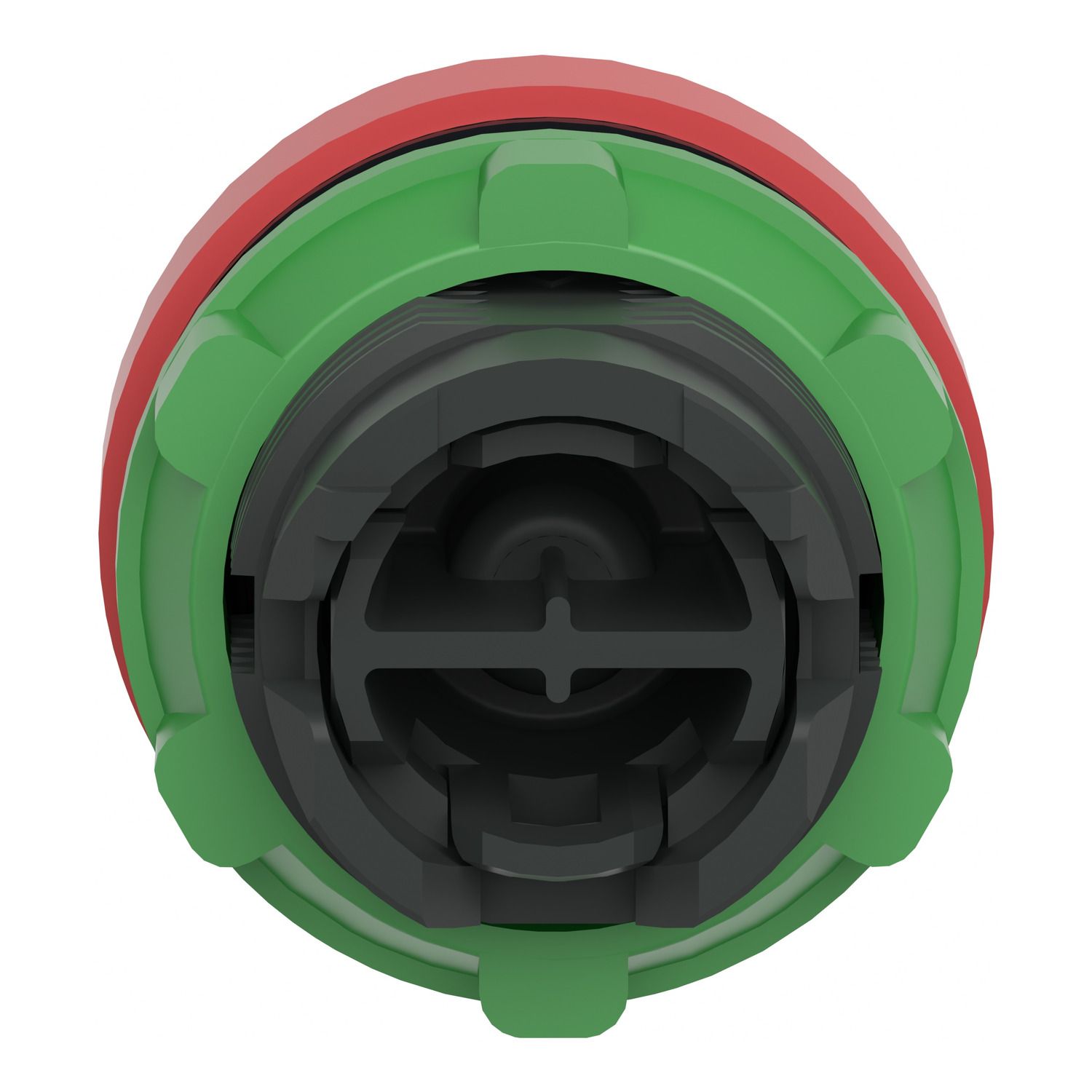 Picture of Push button head, Harmony XB5, plastic, flush, red, 22mm, spring return, coloured boot, unmarked