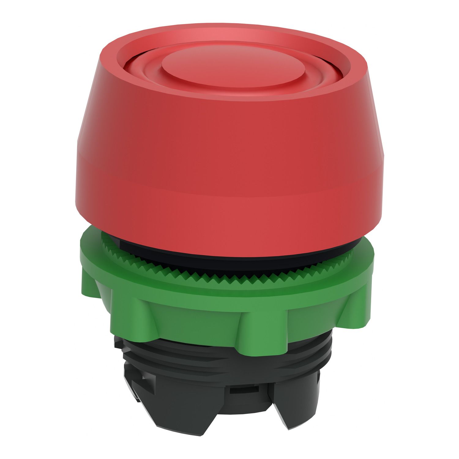 Picture of Push button head, Harmony XB5, plastic, flush, red, 22mm, spring return, coloured boot, unmarked