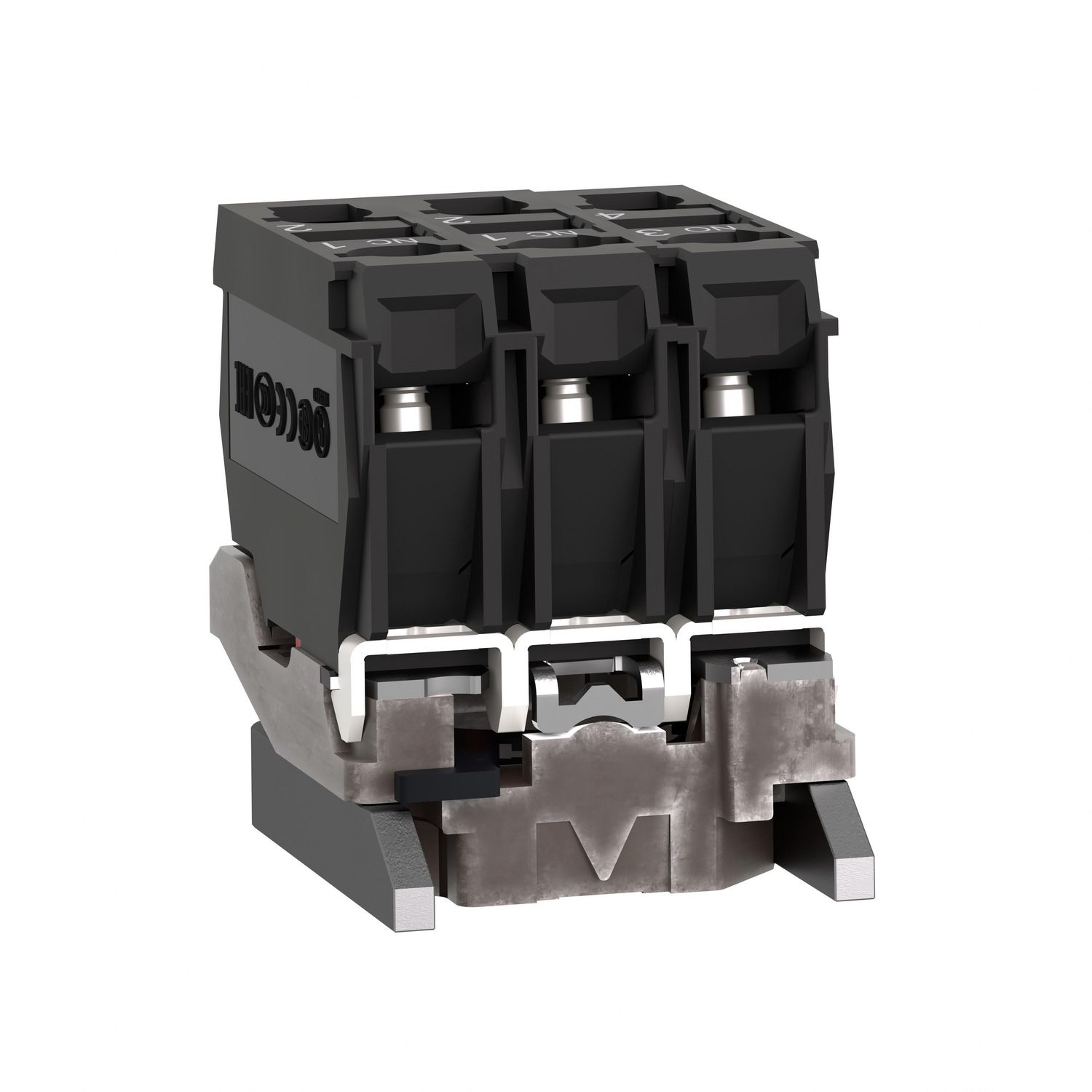 Picture of Single contact block with body fixing collar, Harmony XB4, metal, 1 NO + 1 NC, compact push in terminals