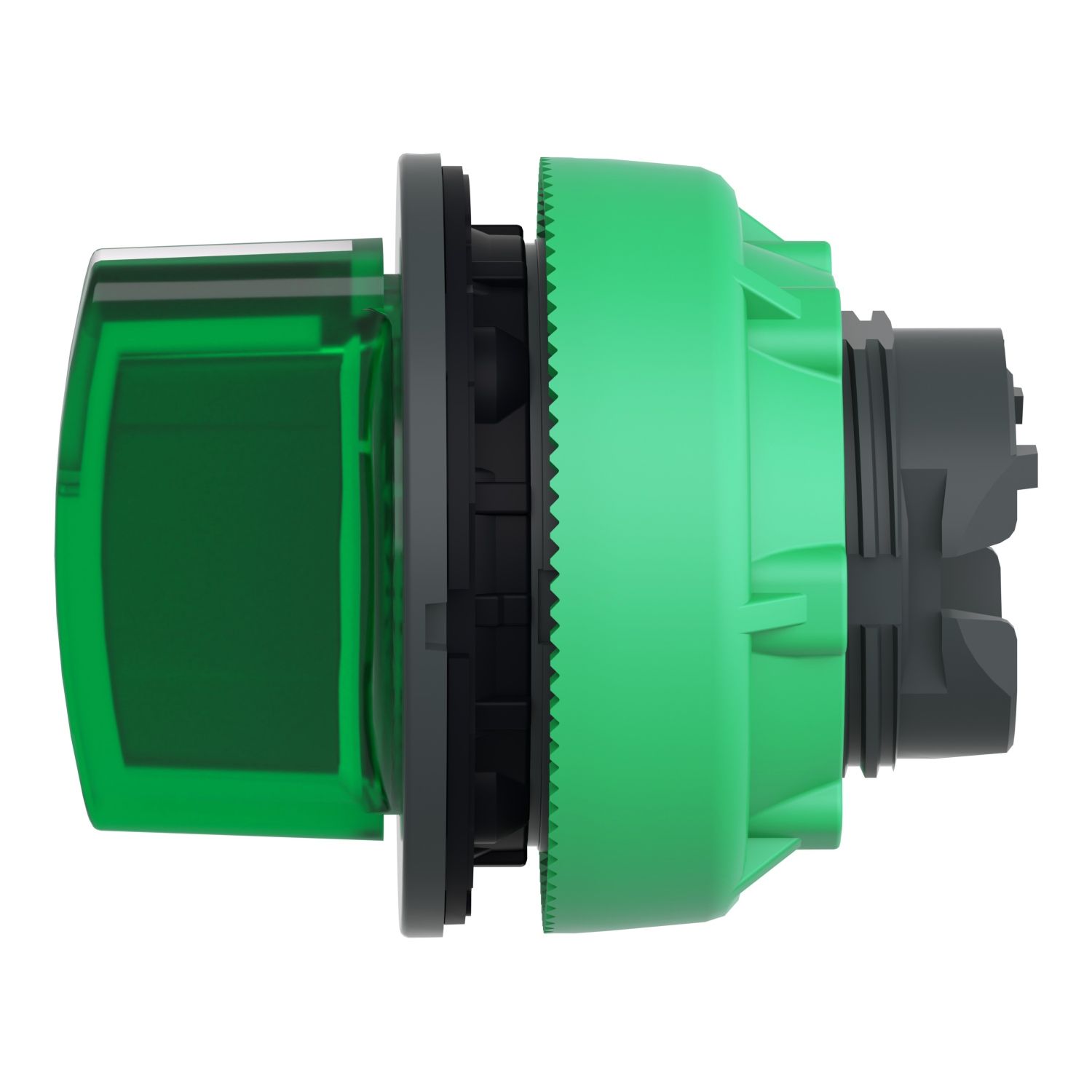 Picture of Head for illuminated selector switch, Harmony XB5, plastic, green handle, universal LED, 3 positions, right to center