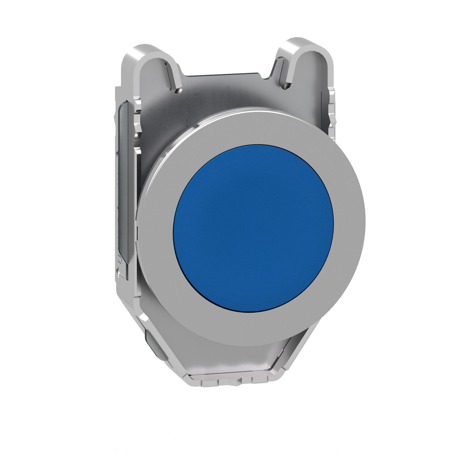 Picture of Flush mounted push button head, Harmony XB4, metal, blue, 30mm, spring return, unmarked