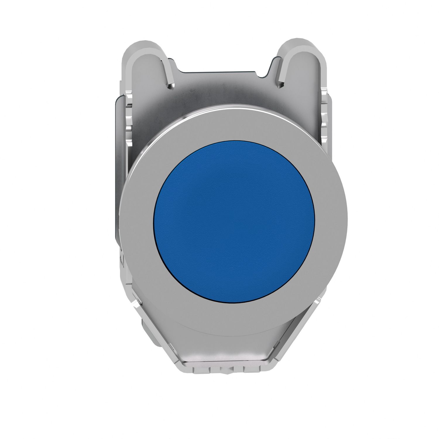 Picture of Flush mounted push button head, Harmony XB4, metal, blue, 30mm, spring return, unmarked
