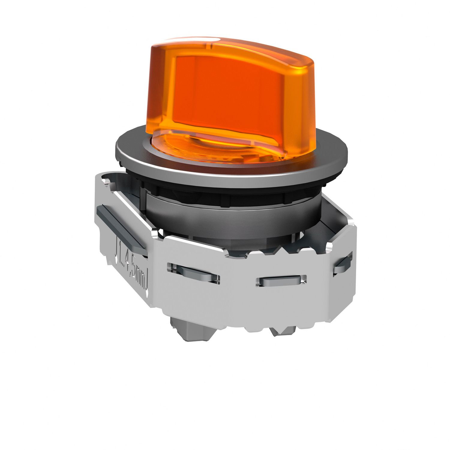 Picture of Head for illuminated selector switch, Harmony XB4, metal, orange handle, 30mm, universal LED, 2 positions